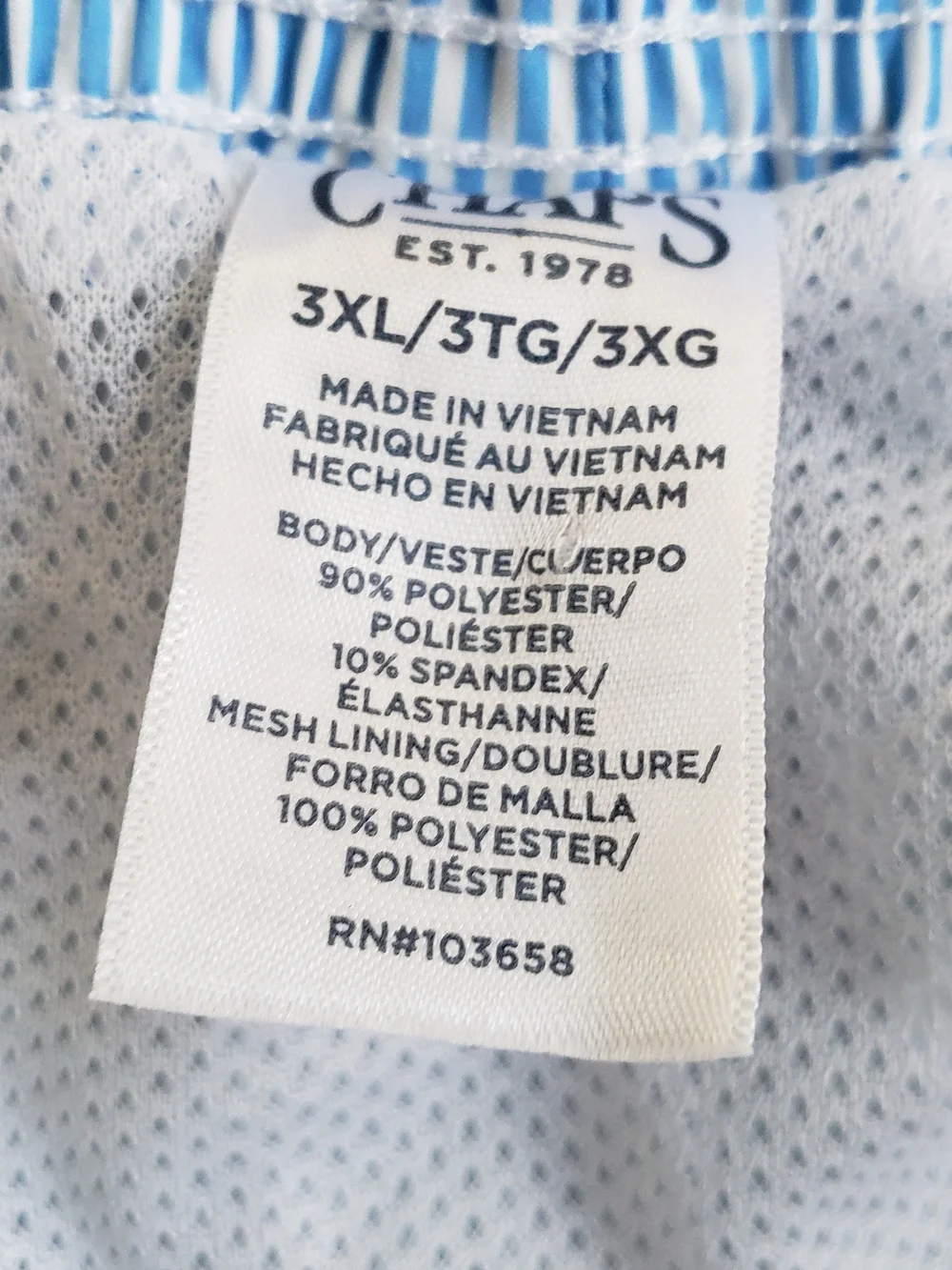 Chaps Men's 3XL Navy, White and Coral‎ Stripe Swim Trunks